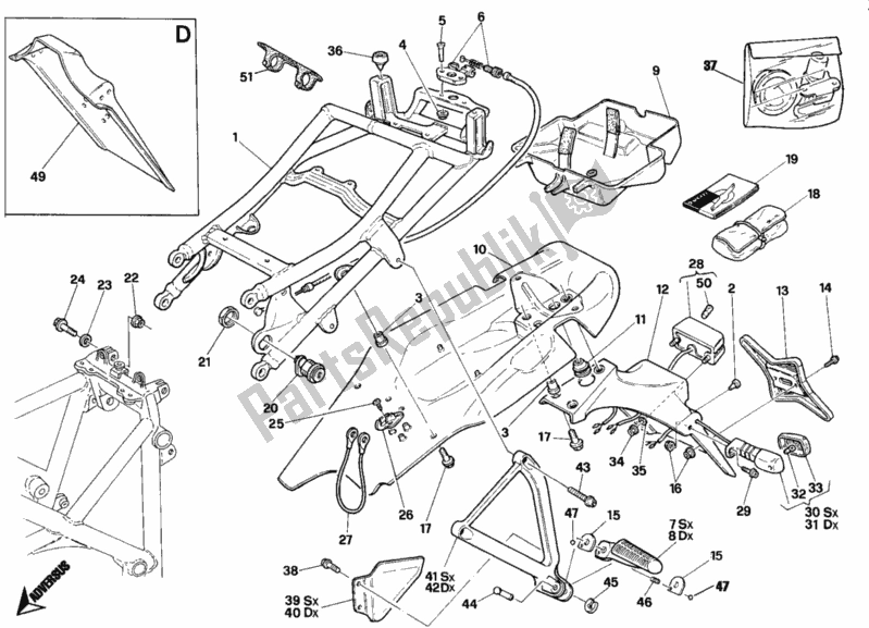 Todas as partes de Quadro Traseiro Dm003097> do Ducati Superbike 916 Senna 1996